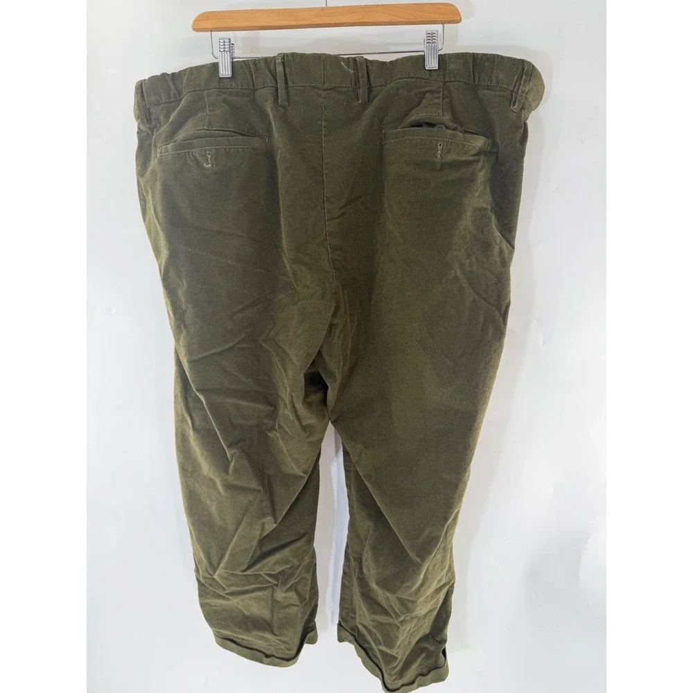 Lands' End Mens Olive Green Pleated Corduroy Pants Traditional Fit 48/9 513924